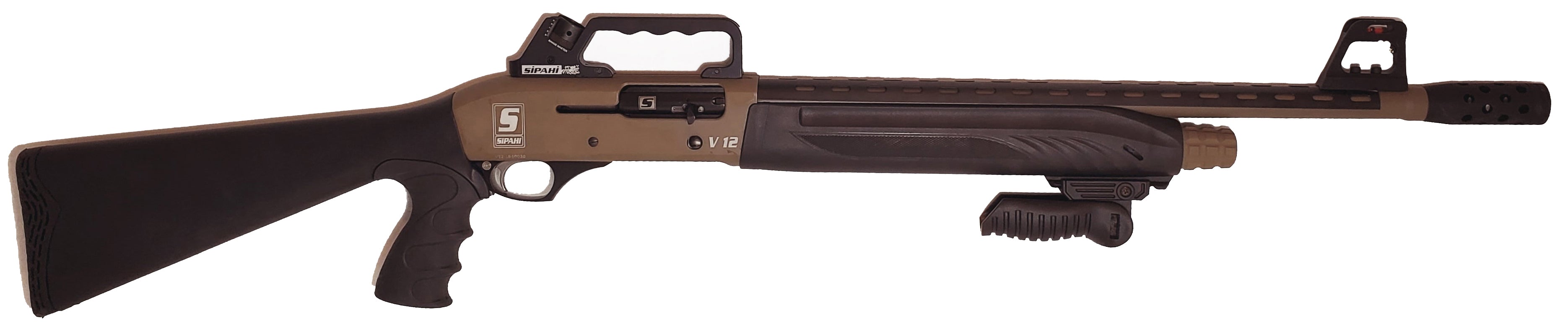 Sipahi V12 CERA GRIP (Hard Case) Desert Short Semi Auto Shotgun | 18" Barrel 12 Gauge | Gas Operated